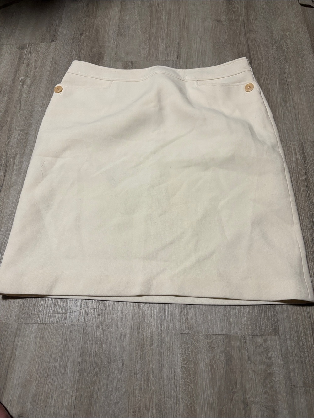 Talbots Cream Pencil Skirt with Button Detail